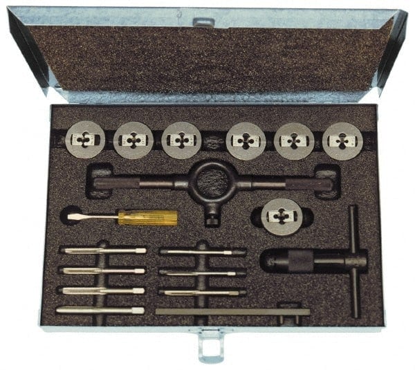 Tap & Die Set: 1/8-27 to 1/2-20 Taps, 1/8-27 to 1/2-20 Dies, NPT, UNC & UNF MPN:C00528