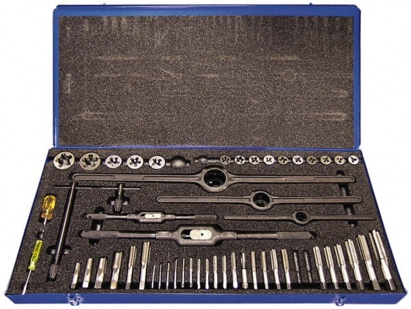 Tap & Die Set: 1/8-27 Taps, 1/4-20 to 1/2-20 Dies, NPT, UNC & UNF MPN:C00533