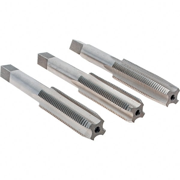 Tap Set: 1/2-20 UNF, 4 Flute, Bottoming Plug & Taper, High Speed Steel, Bright Finish MPN:C62068