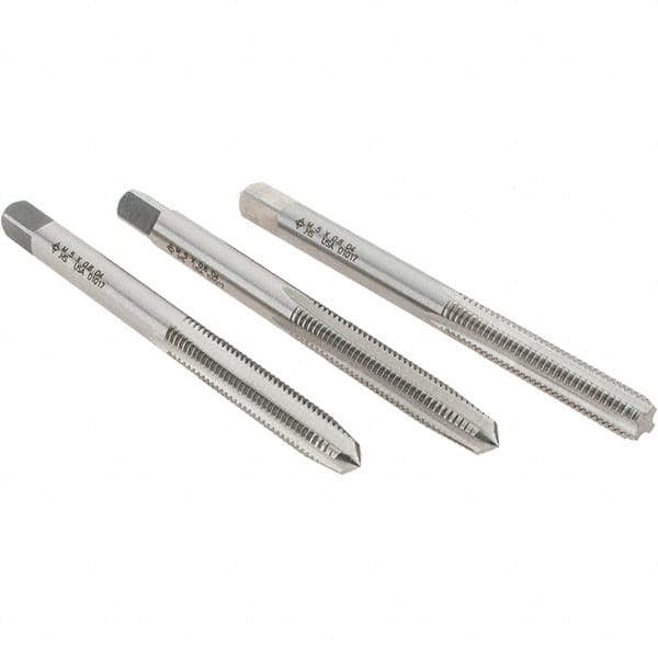 Tap Set: M5 Metric, 4 Flute, Bottoming Plug & Taper, High Speed Steel, Bright Finish MPN:C63220