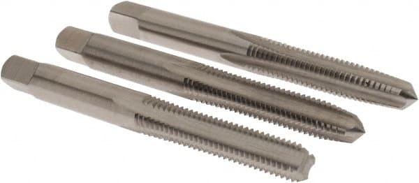 Tap Set: M6 x 1 Metric, 4 Flute, Bottoming Plug & Taper, High Speed Steel, Bright Finish MPN:C63224