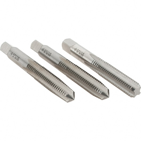 Tap Set: M10 x 1.5 Metric, 4 Flute, Bottoming Plug & Taper, High Speed Steel, Bright Finish MPN:C63236