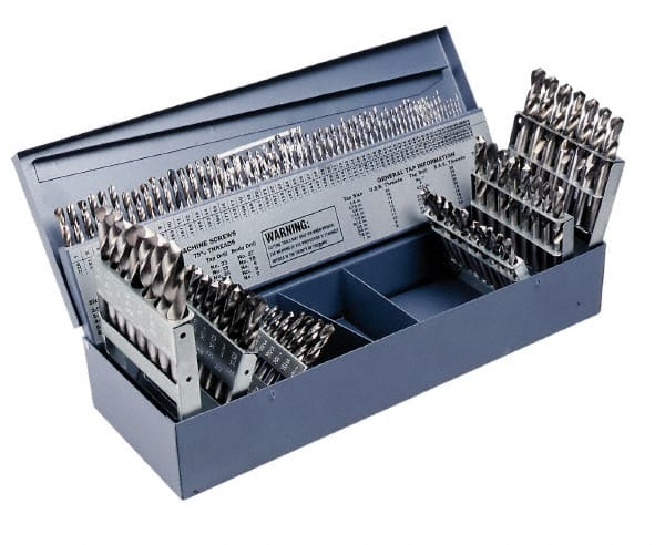 Drill Bit Set: Jobber Length Drill Bits, 115 Pc, 0.04