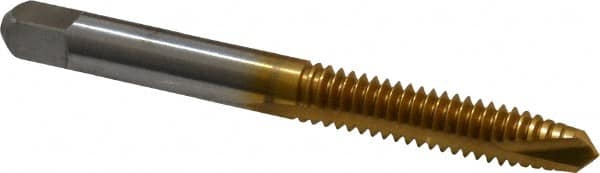 Spiral Point Tap: 1/4-20, UNC, 2 Flutes, Plug, 3B, High Speed Steel, TiN Finish MPN:C55316