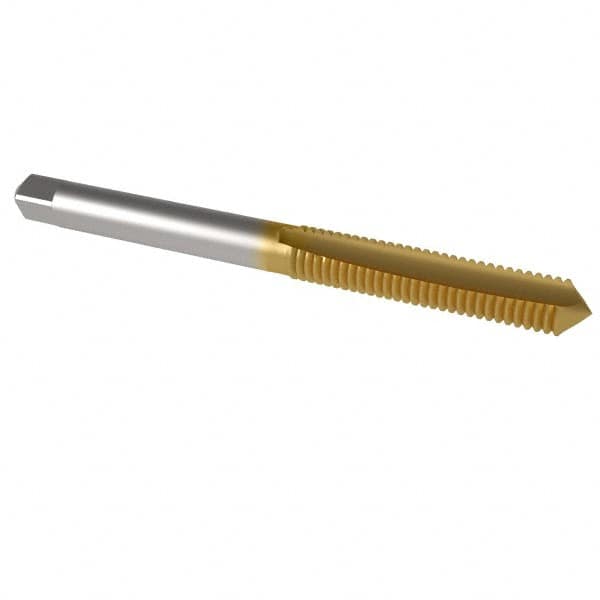 Spiral Point Tap: 1/4-20, UNC, 2 Flutes, Plug, 2B, High Speed Steel, TiN Finish MPN:C55317