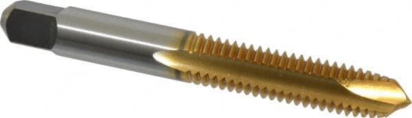 Spiral Point Tap: 3/8-16, UNC, 3 Flutes, Plug, 3B, High Speed Steel, TiN Finish MPN:C55324