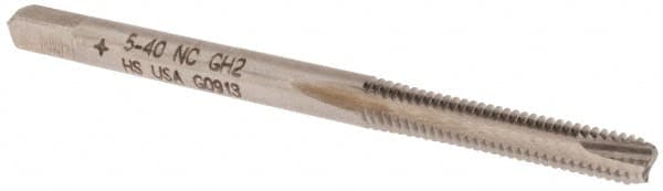 Spiral Point Tap: #5-40, UNC, 2 Flutes, Bottoming, 2B/3B, High Speed Steel, Bright Finish MPN:C57063