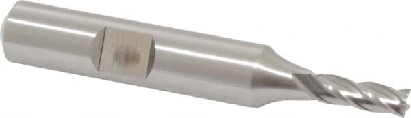 Square End Mill: 11/64'' Dia, 1/2'' LOC, 3/8'' Shank Dia, 2-3/8'' OAL, 4 Flutes, High Speed Steel MPN:C33143