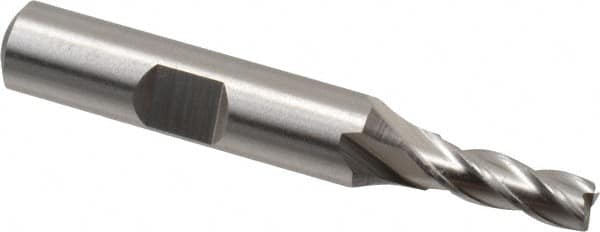 Square End Mill: 7/32'' Dia, 5/8'' LOC, 3/8'' Shank Dia, 2-7/16'' OAL, 4 Flutes, High Speed Steel MPN:C33145