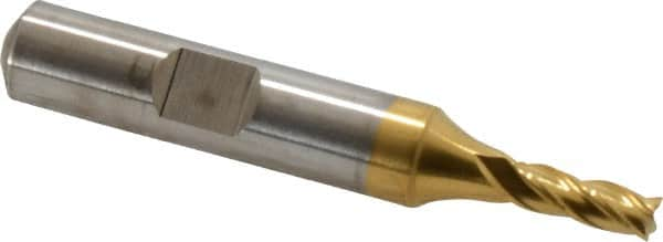 Square End Mill: 11/64'' Dia, 1/2'' LOC, 3/8'' Shank Dia, 2-3/8'' OAL, 4 Flutes, High Speed Steel MPN:C33190