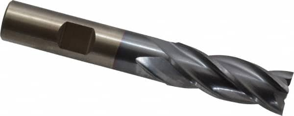 Square End Mill: 17/32'' Dia, 1-3/8'' LOC, 1/2'' Shank Dia, 3-3/8'' OAL, 4 Flutes, High Speed Steel MPN:C33266