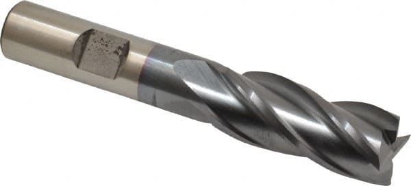 Square End Mill: 19/32'' Dia, 1-3/8'' LOC, 1/2'' Shank Dia, 3-3/8'' OAL, 4 Flutes, High Speed Steel MPN:C33268