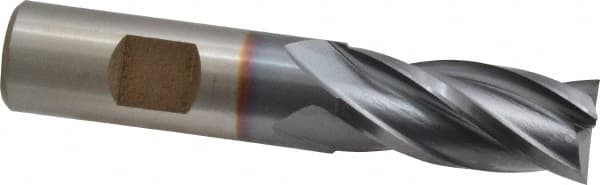 Square End Mill: 23/32'' Dia, 1-5/8'' LOC, 3/4'' Shank Dia, 3-7/8'' OAL, 4 Flutes, High Speed Steel MPN:C33274