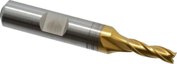 Square End Mill: 3/16'' Dia, 1/2'' LOC, 3/8'' Shank Dia, 2-3/8'' OAL, 3 Flutes, High Speed Steel MPN:C39671