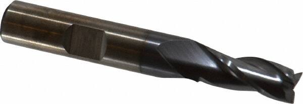 Square End Mill: 5/16'' Dia, 3/4'' LOC, 3/8'' Shank Dia, 2-1/2'' OAL, 3 Flutes, High Speed Steel MPN:C39706