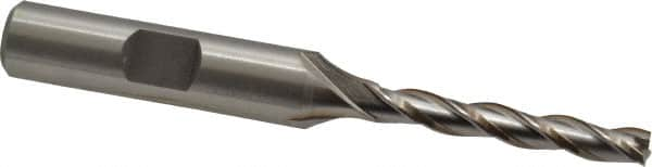 Square End Mill: 3/16'' Dia, 1-1/4'' LOC, 3/8'' Shank Dia, 3-1/16'' OAL, 3 Flutes, High Speed Steel MPN:C39731