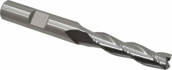 Square End Mill: 5/16'' Dia, 1-3/8'' LOC, 3/8'' Shank Dia, 3-1/8'' OAL, 3 Flutes, High Speed Steel MPN:C39735