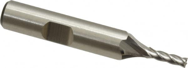 Square End Mill: 1/8'' Dia, 3/8'' LOC, 3/8'' Shank Dia, 2-5/16'' OAL, 4 Flutes, High Speed Steel MPN:C41243