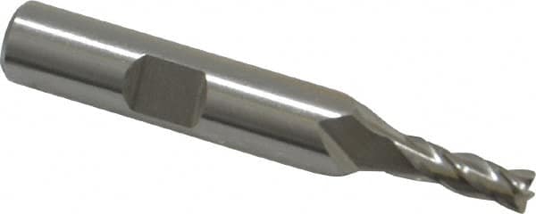 Square End Mill: 3/16'' Dia, 1/2'' LOC, 3/8'' Shank Dia, 2-3/8'' OAL, 4 Flutes, High Speed Steel MPN:C41245