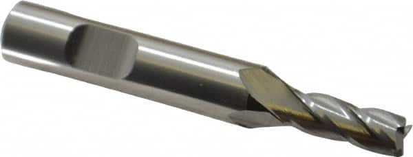 Square End Mill: 1/4'' Dia, 5/8'' LOC, 3/8'' Shank Dia, 2-7/16'' OAL, 4 Flutes, High Speed Steel MPN:C41248