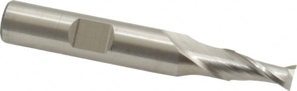 Square End Mill: 1/4'' Dia, 1/2'' LOC, 3/8'' Shank Dia, 2-7/16'' OAL, 2 Flutes, Cobalt MPN:C42607