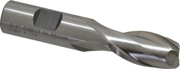 Square End Mill: 3/4'' Dia, 1-5/16'' LOC, 3/4'' Shank Dia, 3-7/8'' OAL, 2 Flutes, Cobalt MPN:C42622