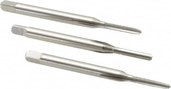 Tap Set: #2-56 UNC, 3 Flute, Bottoming Plug & Taper, High Speed Steel, Bright Finish MPN:C54092