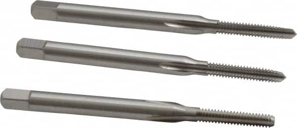 Tap Set: #3-48 UNC, 3 Flute, Bottoming Plug & Taper, High Speed Steel, Bright Finish MPN:C54118