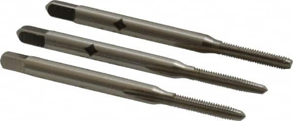 Tap Set: #3-56 UNF, 3 Flute, Bottoming Plug & Taper, High Speed Steel, Bright Finish MPN:C54123