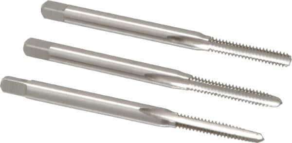 Tap Set: #4-40 UNC, 3 Flute, Bottoming Plug & Taper, High Speed Steel, Bright Finish MPN:C54152