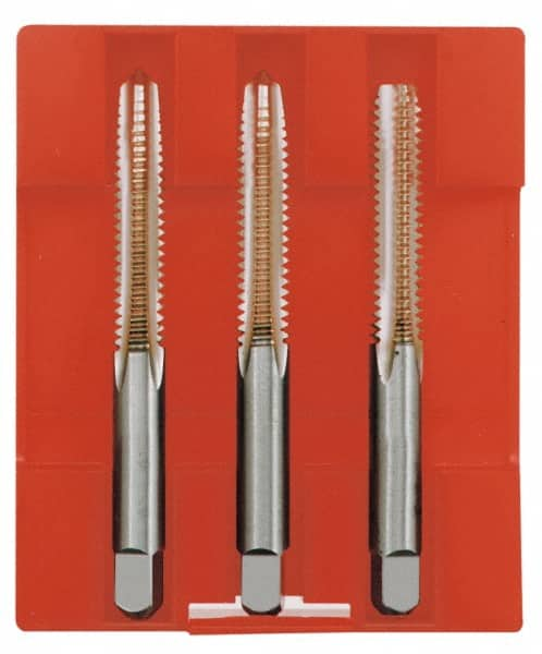 Tap Set: #4-48 UNF, 3 Flute, Bottoming Plug & Taper, High Speed Steel, Bright Finish MPN:C54156