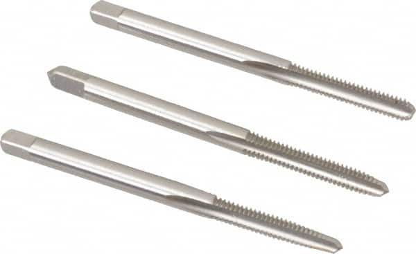 Tap Set: #5-40 UNC, 3 Flute, Bottoming Plug & Taper, High Speed Steel, Bright Finish MPN:C54191