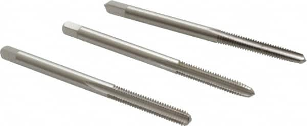 Tap Set: #6-40 UNF, 3 Flute, Bottoming Plug & Taper, High Speed Steel, Bright Finish MPN:C54235