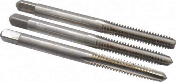 Tap Set: #10-24 UNC, 4 Flute, Bottoming Plug & Taper, High Speed Steel, Bright Finish MPN:C54324