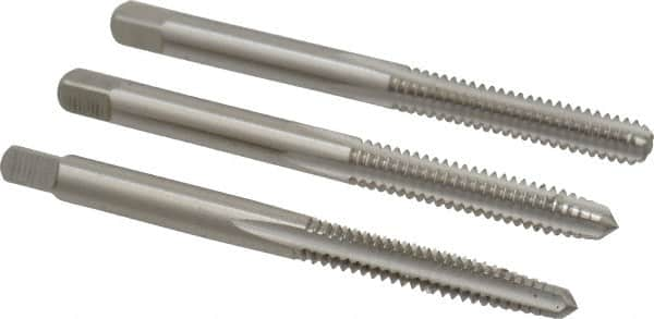 Tap Set: #10-24 UNC, 3 Flute, Bottoming Plug & Taper, High Speed Steel, Bright Finish MPN:C54332