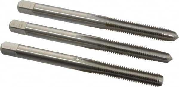 Tap Set: #10-32 UNF, 4 Flute, Bottoming Plug & Taper, High Speed Steel, Bright Finish MPN:C54351