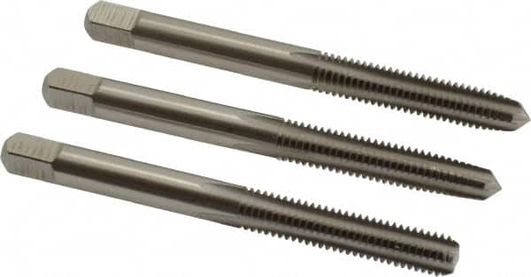 Tap Set: #12-28 UNF, 4 Flute, Bottoming Plug & Taper, High Speed Steel, Bright Finish MPN:C54392