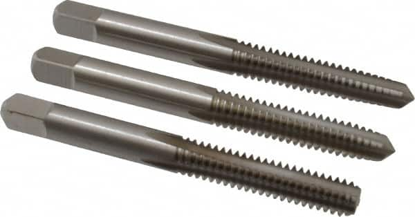 Tap Set: 1/4-20 UNC, 4 Flute, Bottoming Plug & Taper, High Speed Steel, Bright Finish MPN:C54447