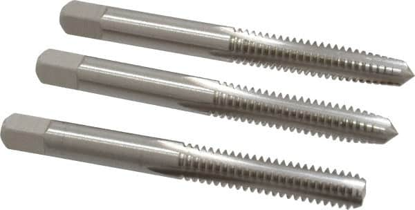 Tap Set: 1/4-20 UNC, 4 Flute, Bottoming Plug & Taper, High Speed Steel, Bright Finish MPN:C54460