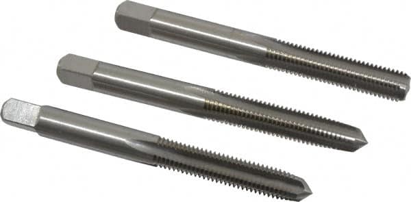 Tap Set: 1/4-28 UNF, 4 Flute, Bottoming Plug & Taper, High Speed Steel, Bright Finish MPN:C54476