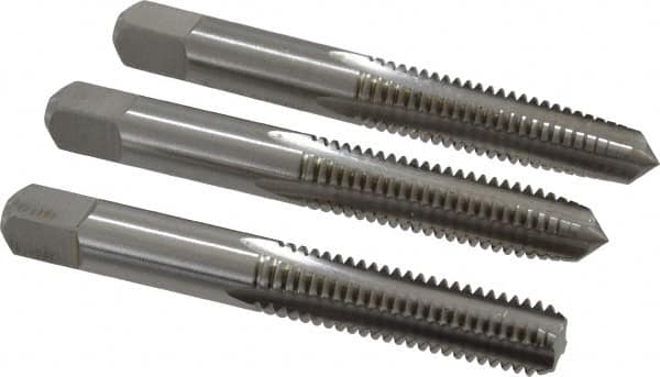 Tap Set: 3/8-16 UNC, 4 Flute, Bottoming Plug & Taper, High Speed Steel, Bright Finish MPN:C54587