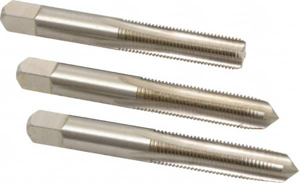 Tap Set: 3/8-24 UNF, 4 Flute, Bottoming Plug & Taper, High Speed Steel, Bright Finish MPN:C54600