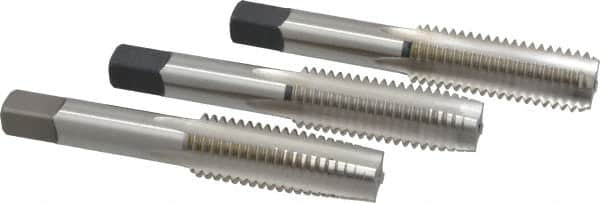 Tap Set: 5/8-11 UNC, 4 Flute, Bottoming Plug & Taper, High Speed Steel, Bright Finish MPN:C54782