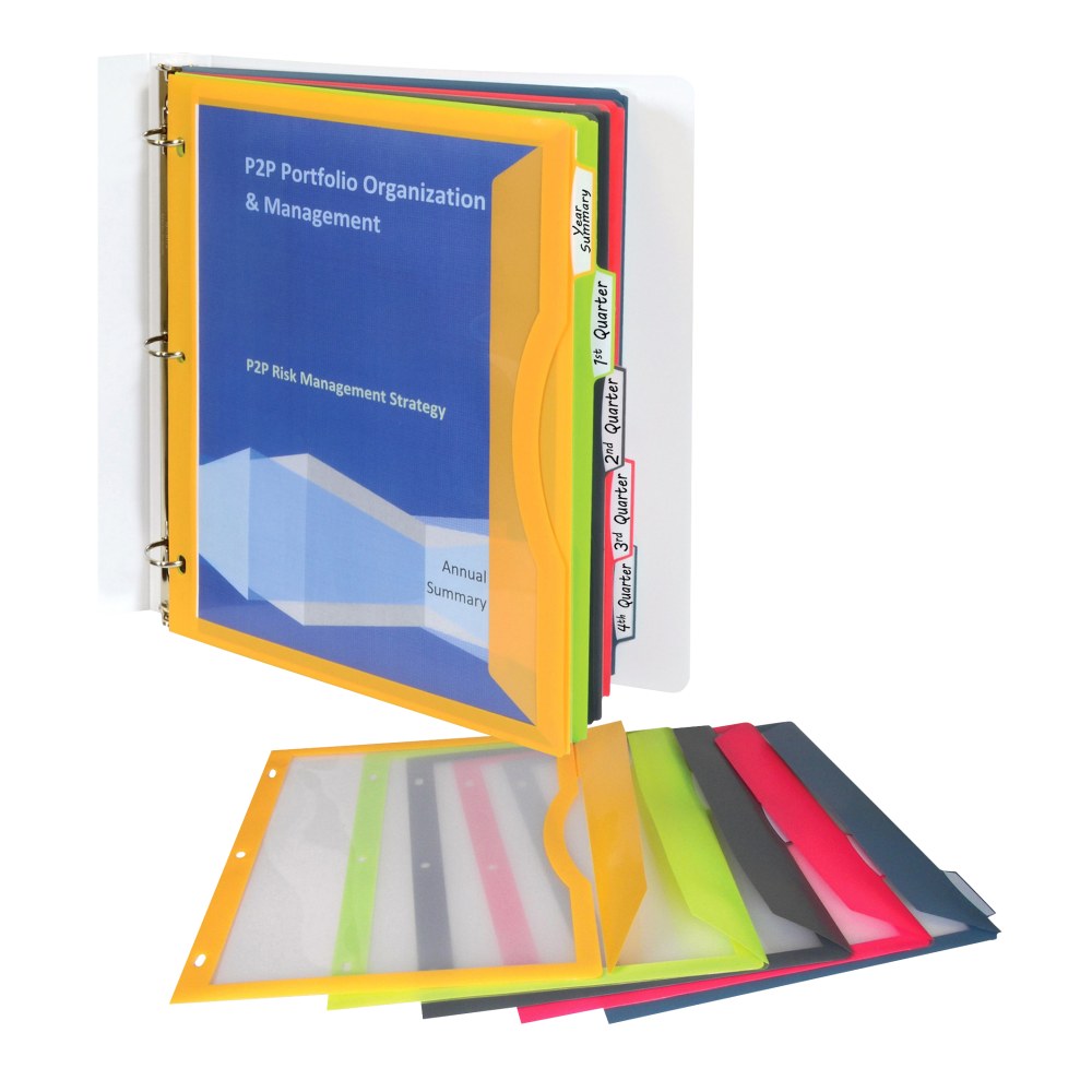 C-Line Super Heavyweight Poly Binder Pockets with Write-On Index Tabs - 5-Tab Set, Assorted Colors, 8-1/2 x 11, 5/ST, 06650 (Min Order Qty 12) MPN:6650