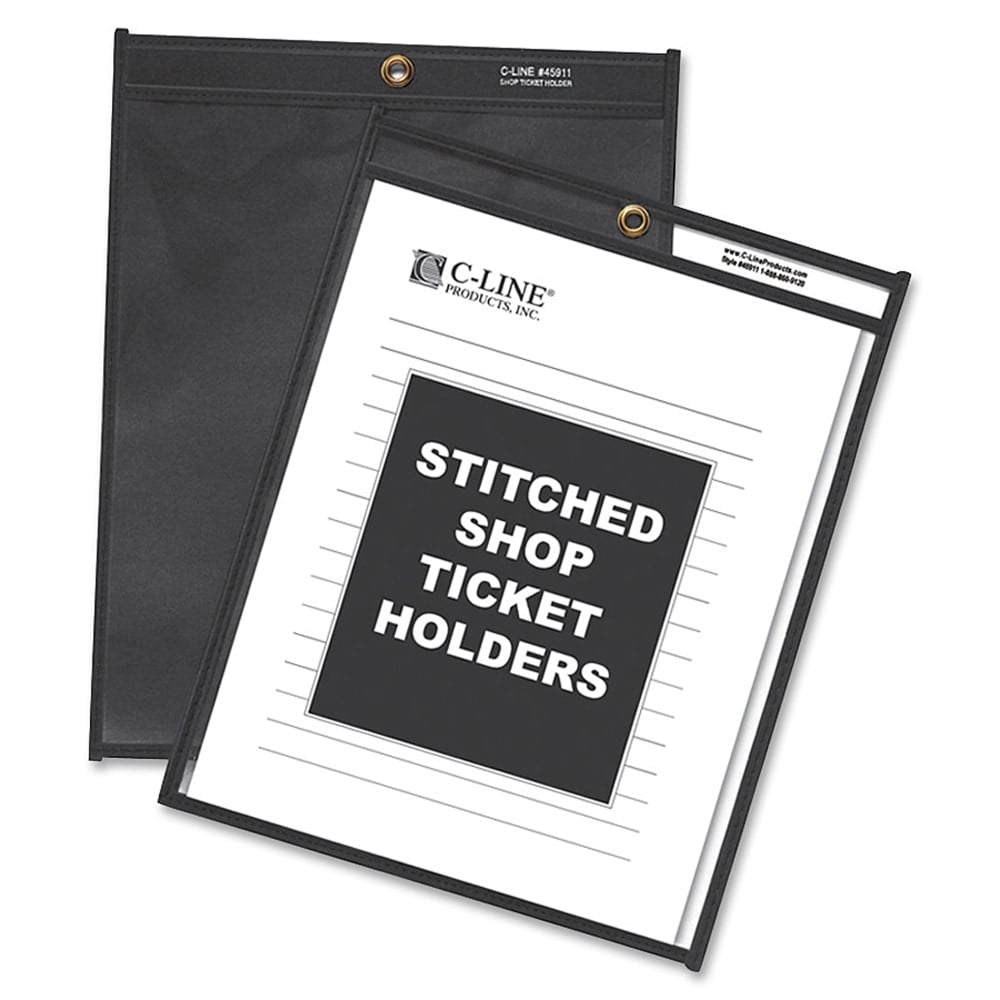 C-Line Stitched Shop Ticket Holders With Black Backing, 9in x 12in, Box Of 25 (Min Order Qty 3) MPN:45912