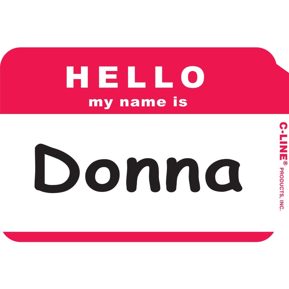 C-Line HELLO my name is.. Name Tags - Red, Peel & Stick, 3-1/2 x 2-1/4, 100/BX, 92234 (Min Order Qty 20) MPN:92234