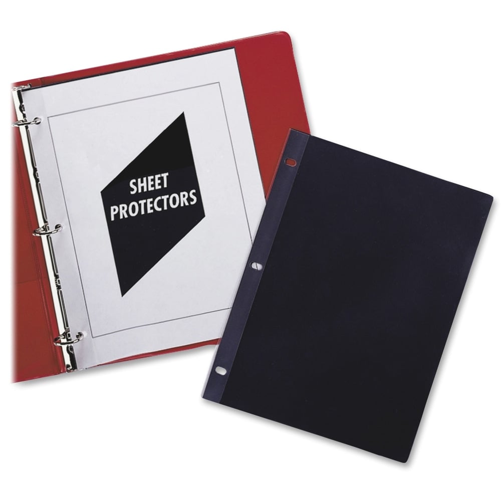 C-Line Sheet Protectors - 2 x Sheet Capacity - For Letter 8 1/2in x 11in Sheet - 3 x Holes - Ring Binder - Rectangular - Clear, Black - Polypropylene - 50 / Box (Min Order Qty 6) MPN:00010