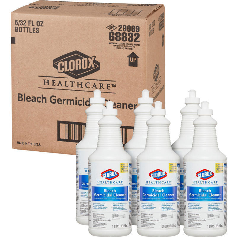 Clorox Healthcare Bleach Germicidal Cleaner Pull-Top - Ready-To-Use - 32 fl oz (1 quart) - 6 / Carton - White MPN:68832CT