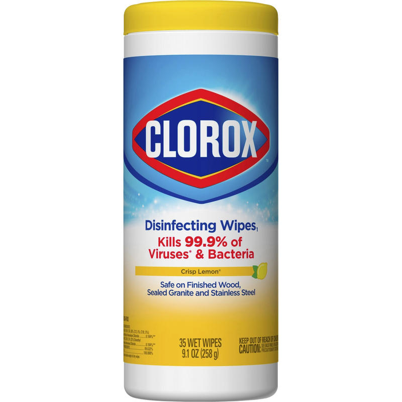 Clorox Disinfecting Cleaning Wipes - Ready-To-Use Wipe - Crisp Lemon Scent - 35 / Canister - 420 / Bundle - Yellow MPN:01594BD