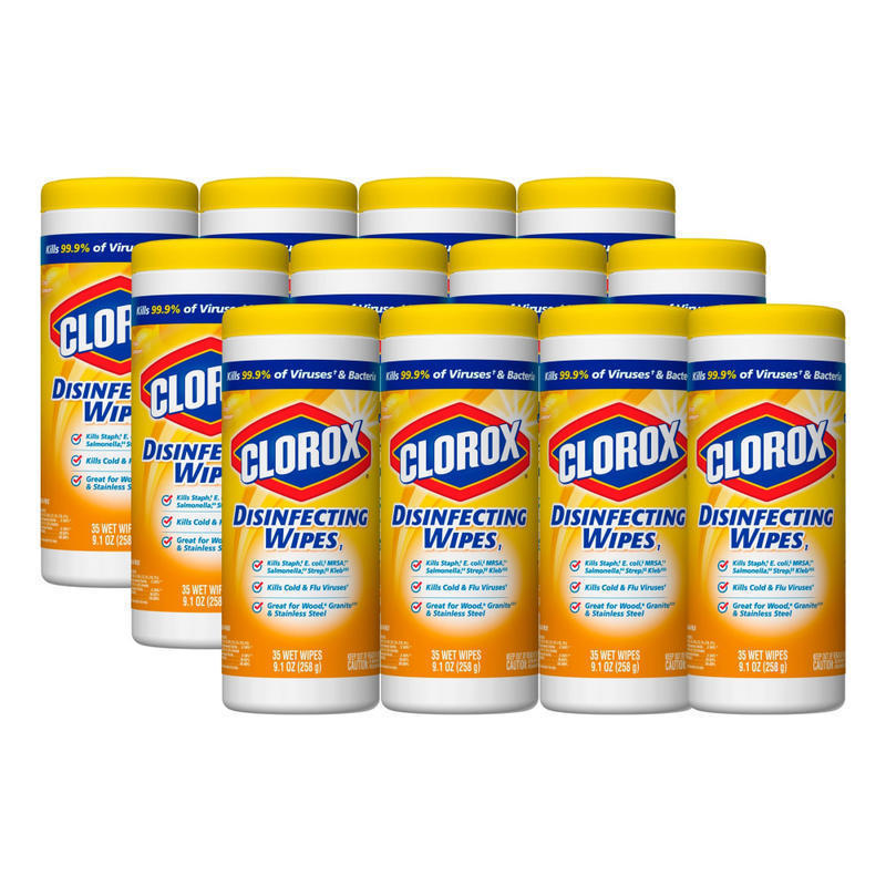 Clorox Disinfecting Wipes, Bleach Free Cleaning Wipes  Crisp Lemon - 12 canisters 01594CT